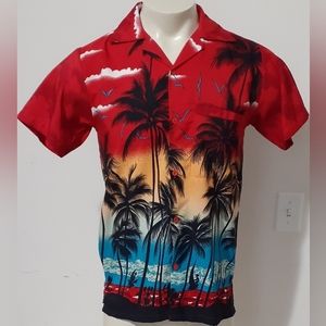 V.H.O. Hawaiian Mens Beach Palm Tree Cruise Short Sleeve Shirt Size S